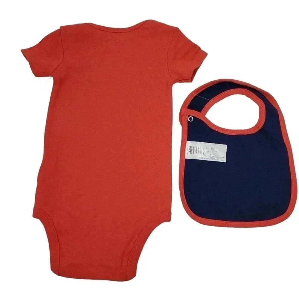 12m Baby Unisex First Fourth Of July One-piece bodysuit and bib Set